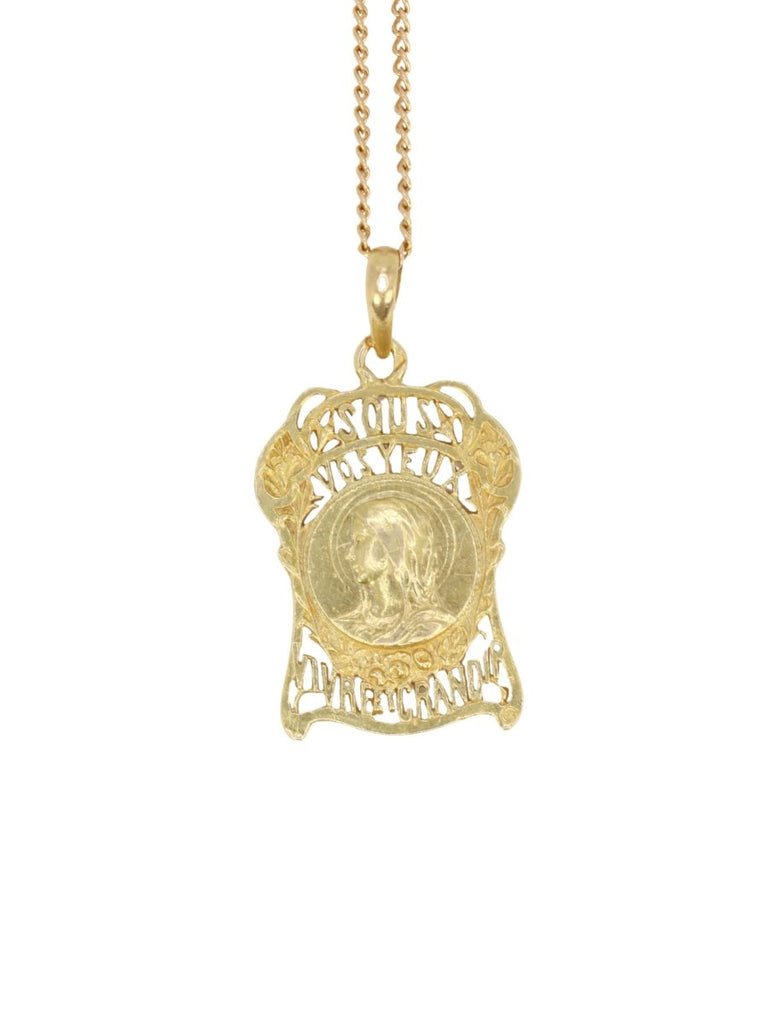 Médaille à la Vierge Marie en or jaune, "Sous vos yeux, vivre et grandir" - Castafiore