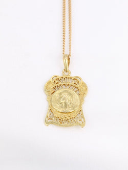 Médaille à la Vierge Marie en or jaune, "Sous vos yeux, vivre et grandir" - Castafiore
