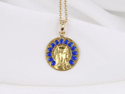 Médaille Art Nouveau Fréderic de Vernon en or et émail plique-à-jour bleu - Castafiore