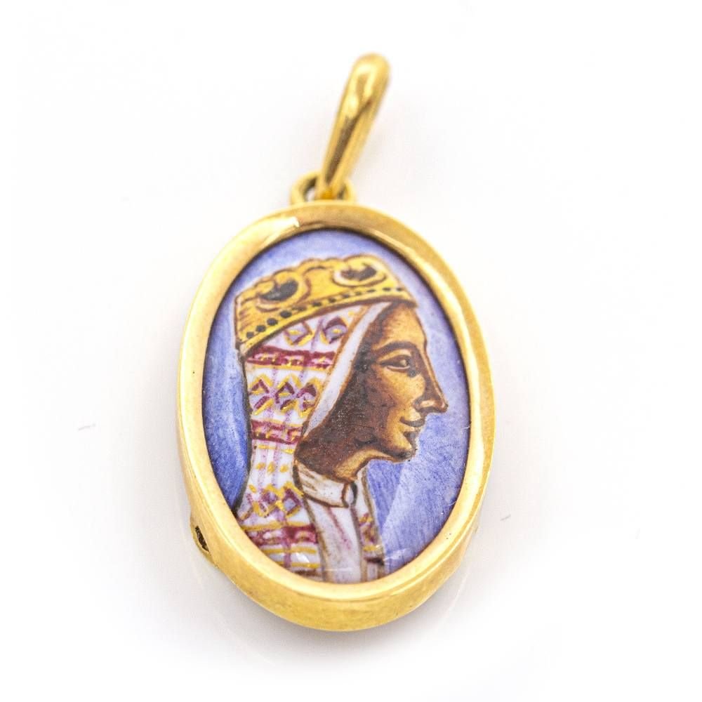 Médaille en or et émail de la Vierge Montserrat d'occasion - Castafiore
