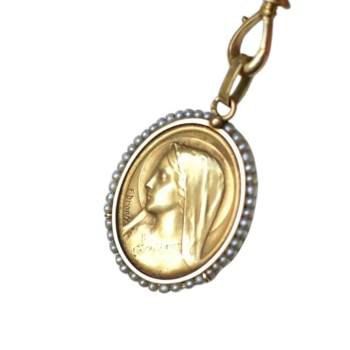 Médaille Vierge or et perles fines - Castafiore