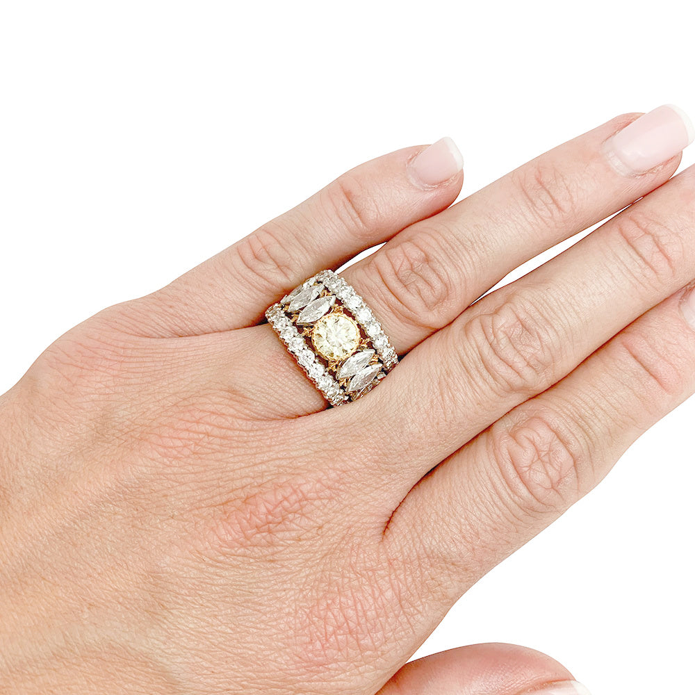 BUCCELLATI band ring, yellow diamonds