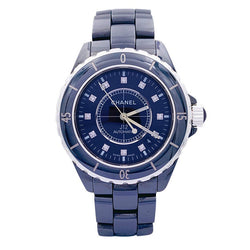 Montre Automatique CHANEL "J12" en céramique noire, acier et diamants - Castafiore