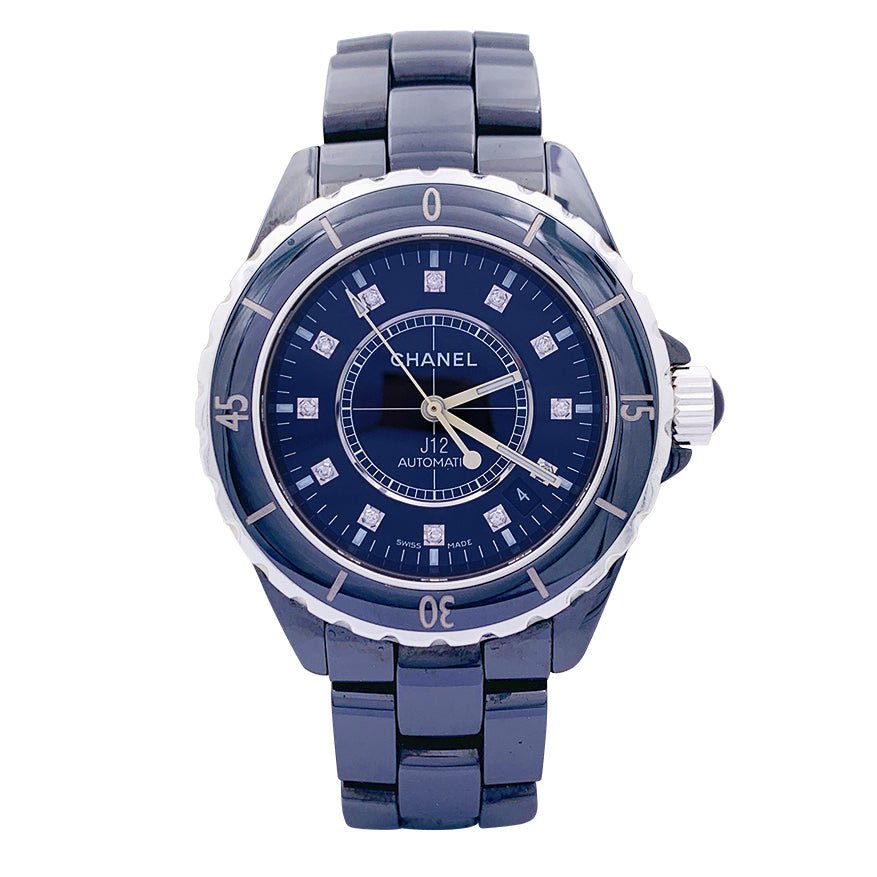 Montre Automatique CHANEL "J12" en céramique noire, acier et diamants - Castafiore