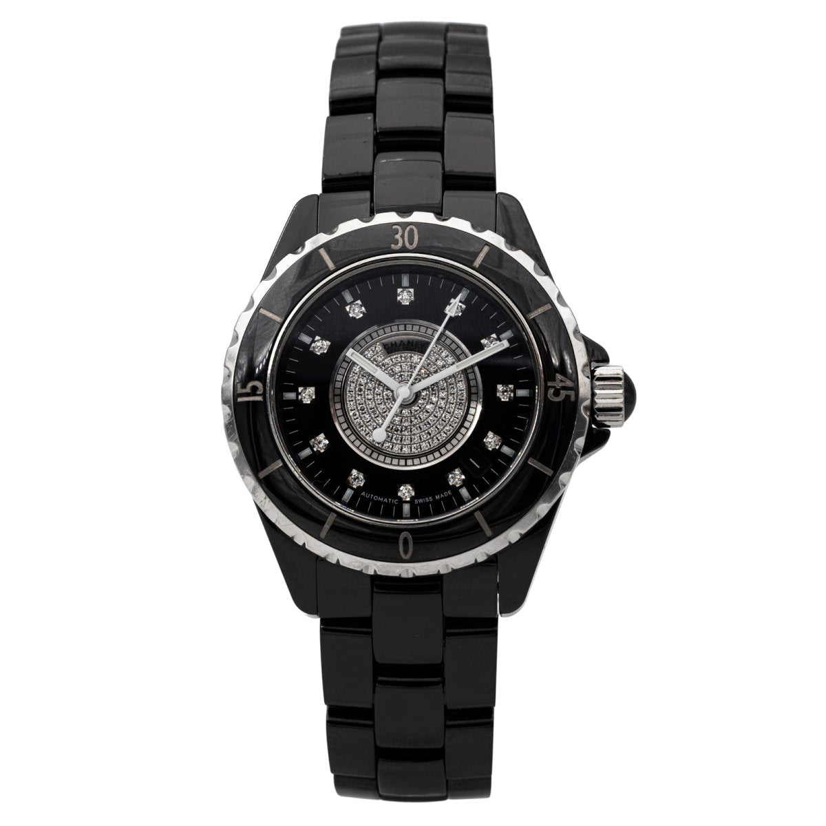 Chanel Emerald Index CE Quartz Black Ceramic Watch Dial Chanel J12 Diamond Bezel Black Ceramic Ladies Watch main image 4