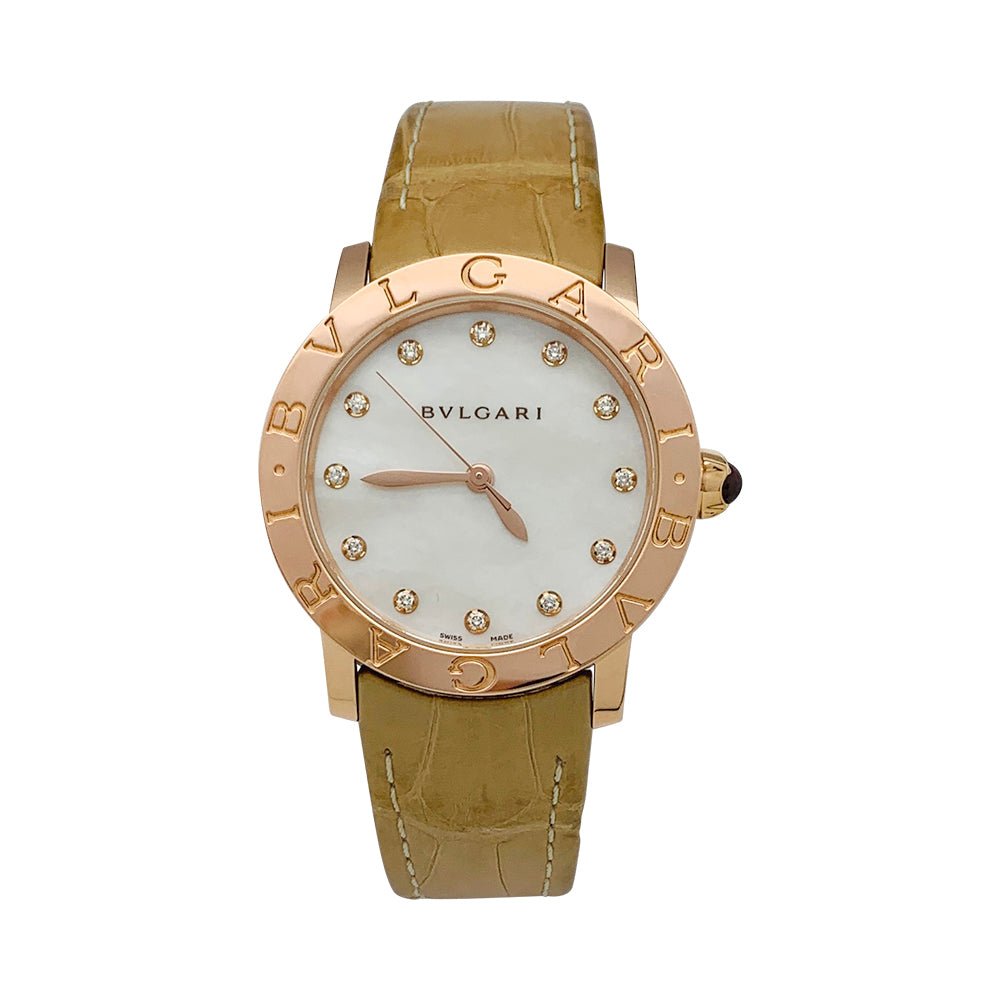 Montre Bulgari, "BB33", or rose, nacre et diamants. - Castafiore