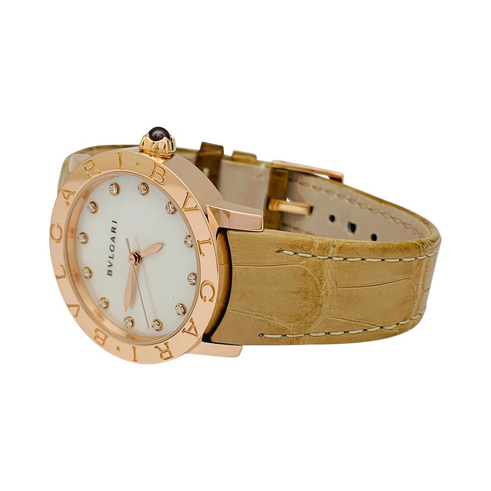 Montre Bulgari BB33 gold pink pearl and diamonds