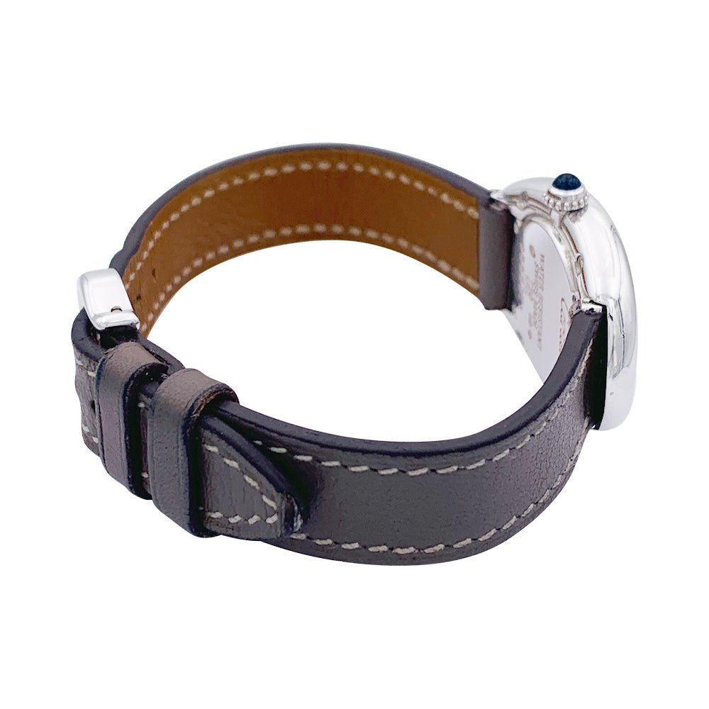 Montre Cartier, "Baignoire", or blanc, cuir. - Castafiore