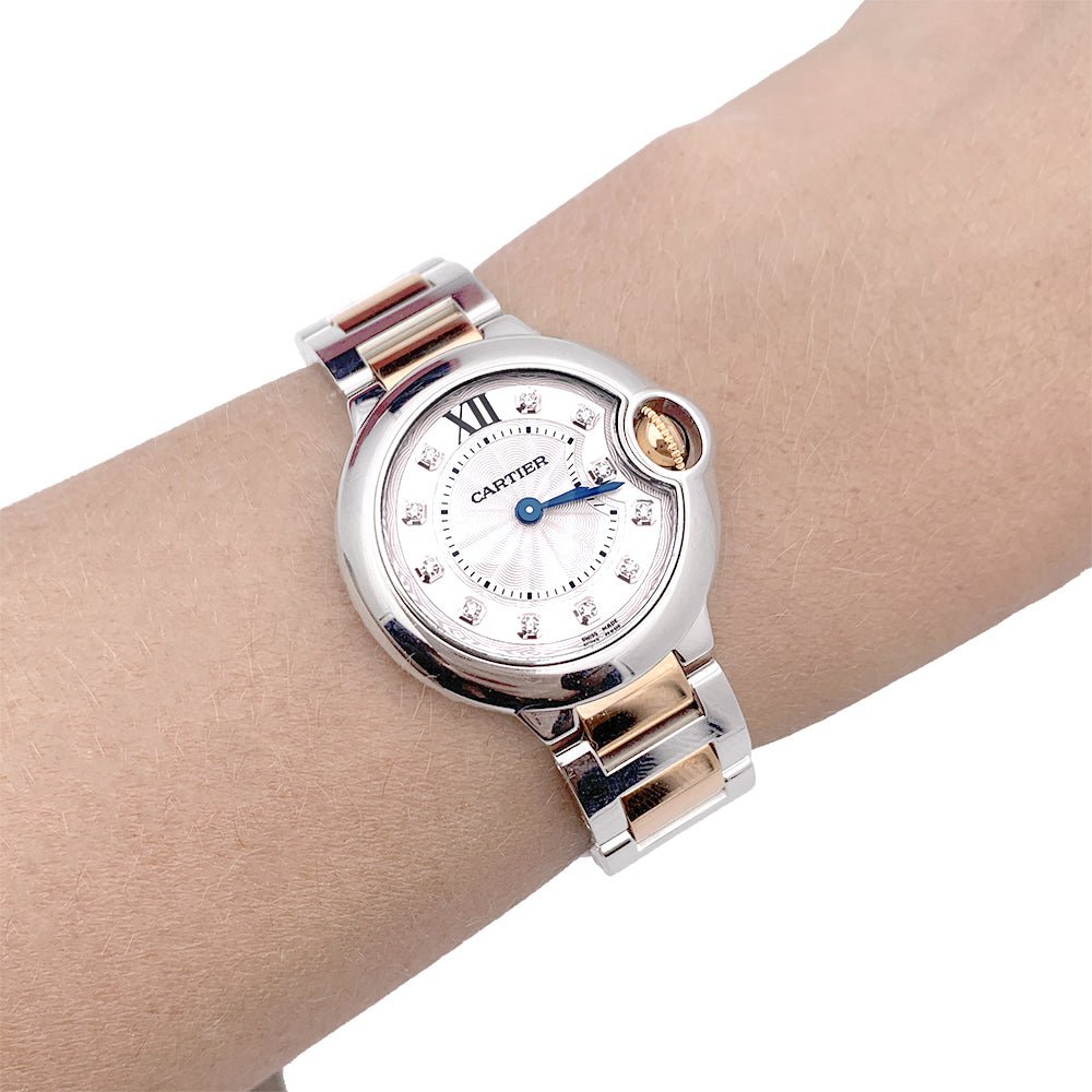 Montre CARTIER "Ballon Bleu de Cartier" en acier, or rose et diamant - Castafiore