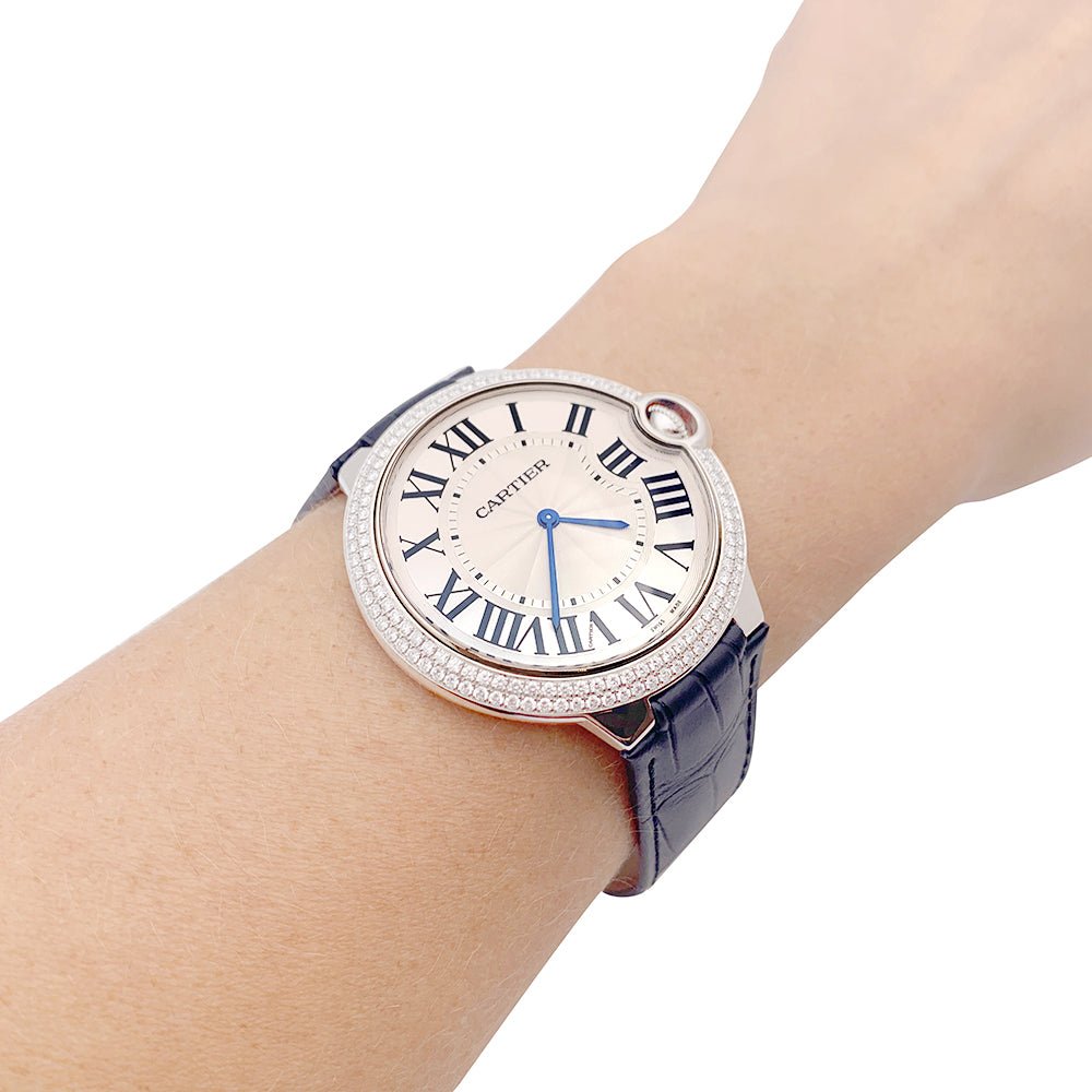 Montre CARTIER "Ballon Bleu" or blanc et diamants - Castafiore