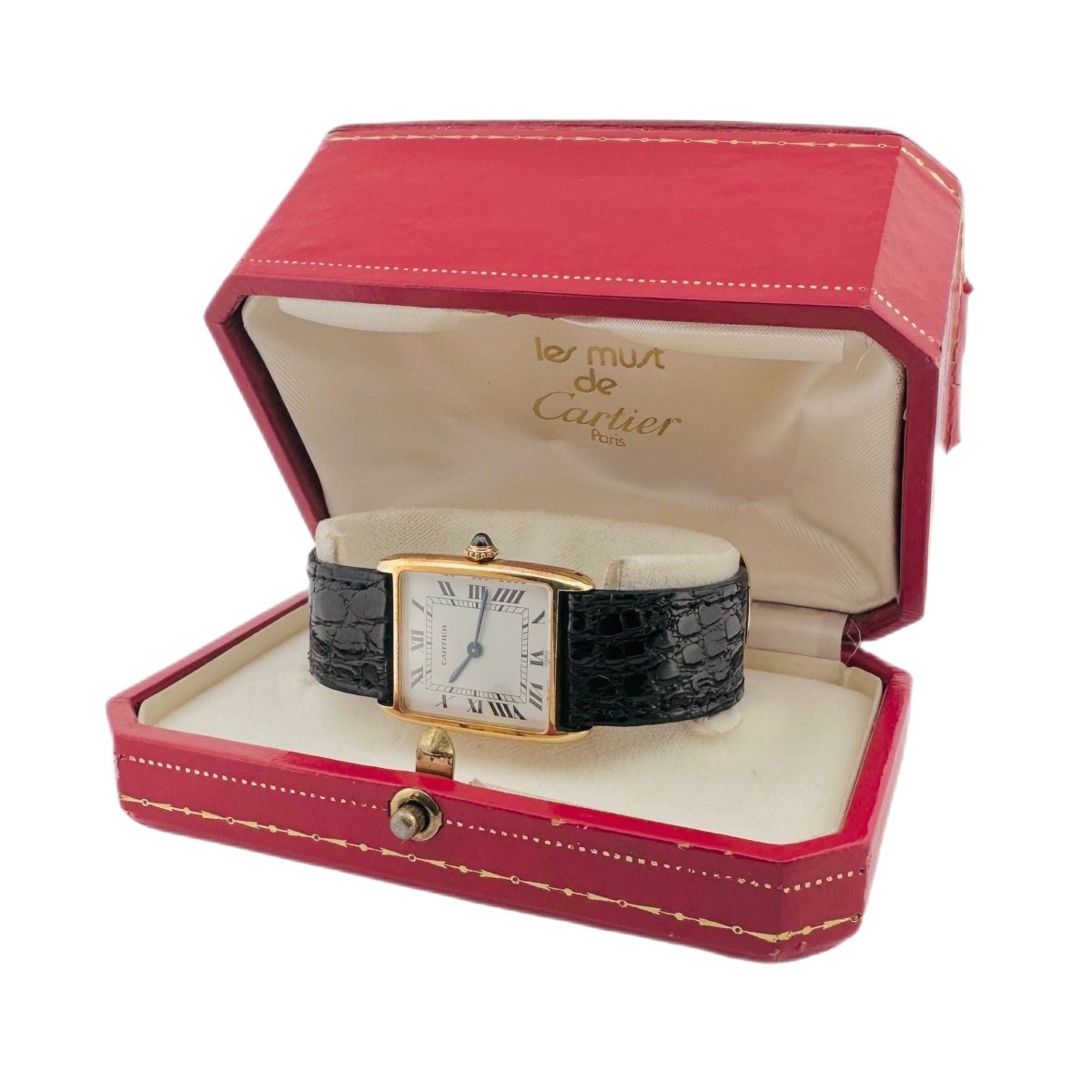 Montre CARTIER, modèle TANK arrondie en or jaune - Castafiore