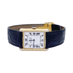 Montre Cartier, "Must de Cartier", plaqué or et argent, cuir. - Castafiore