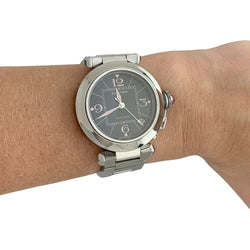 Montre CARTIER "Pasha" en acier et tourmaline - Castafiore