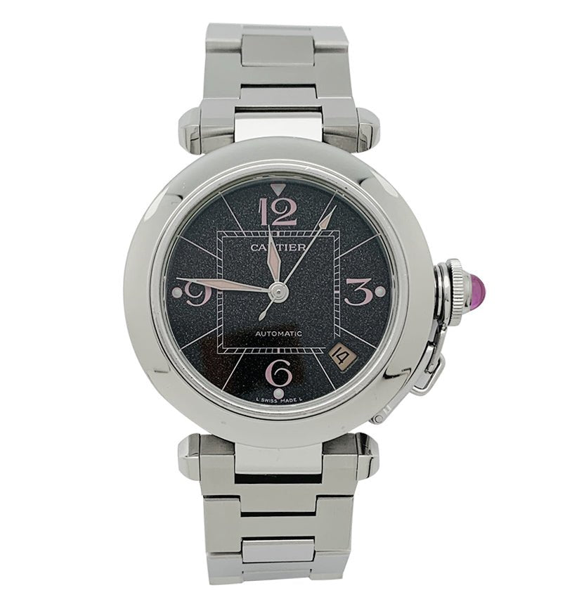 Montre CARTIER "Pasha" en acier et tourmaline - Castafiore