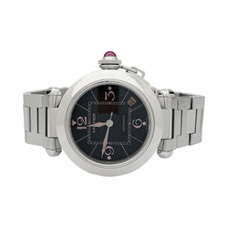 Montre CARTIER "Pasha" en acier et tourmaline - Castafiore