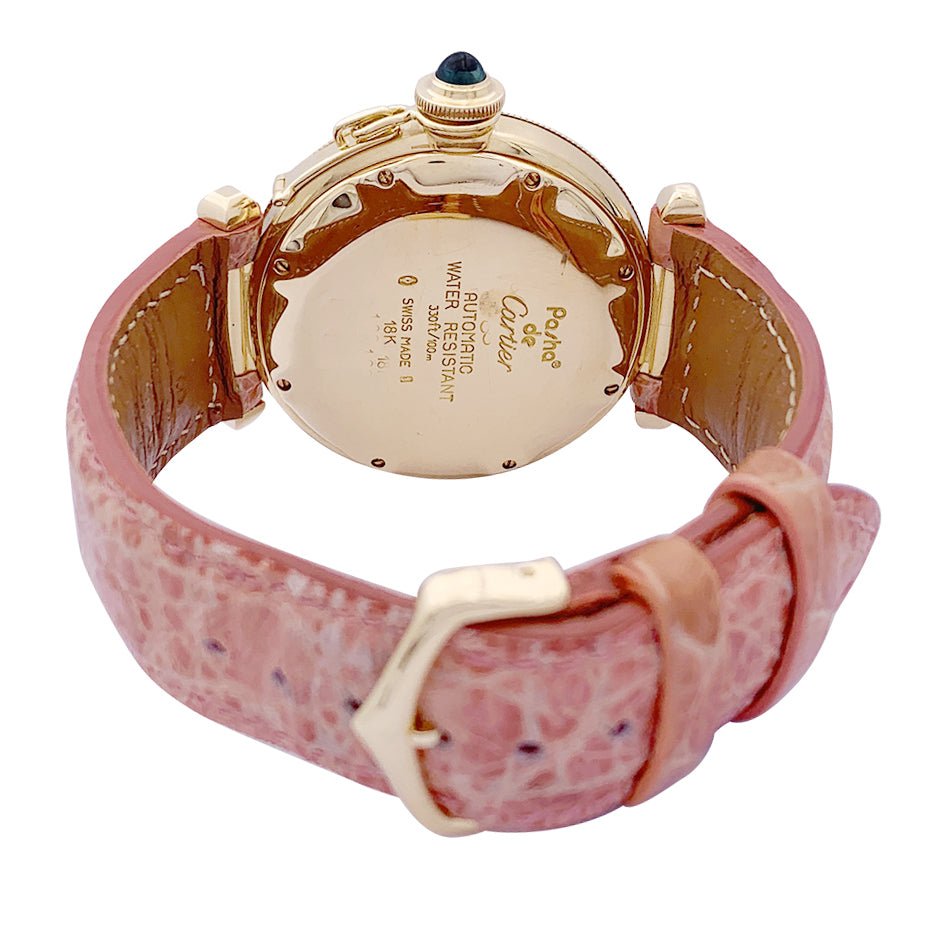 Montre Cartier "Pasha" or jaune, cuir. - Castafiore