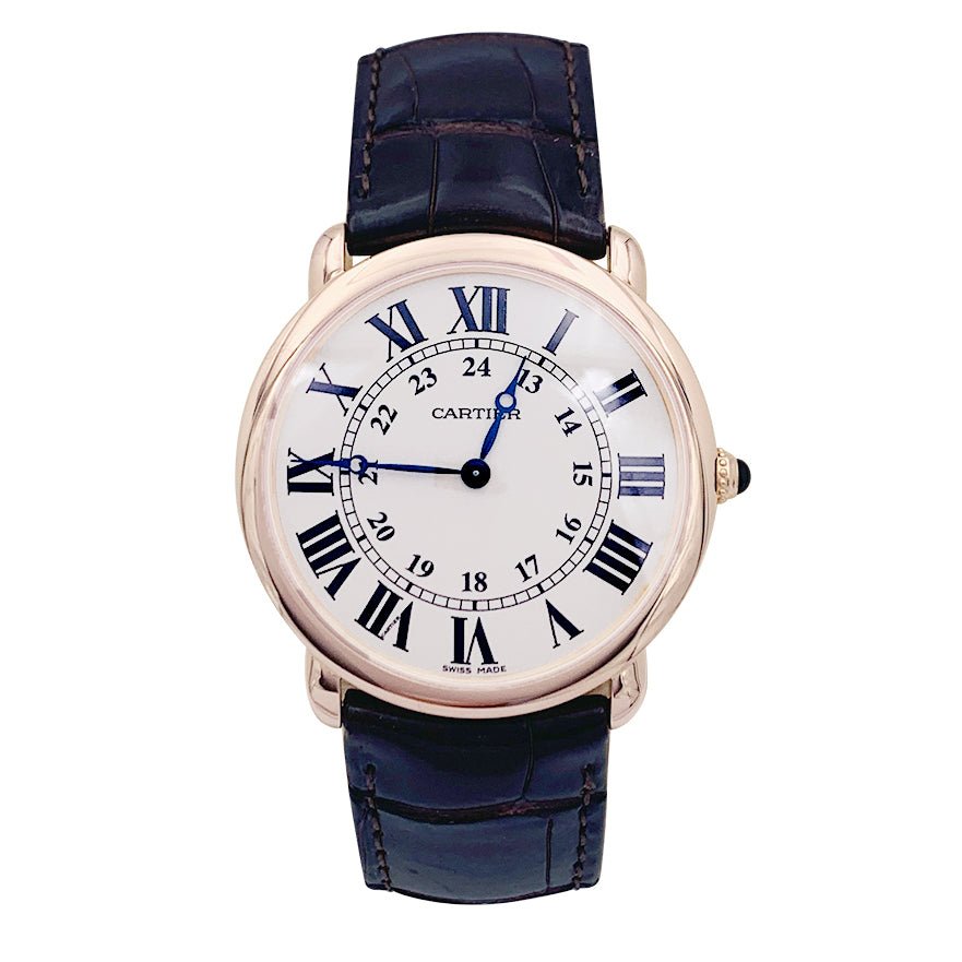 Montre Cartier, "Ronde Louis Cartier", or rose, cuir. - Castafiore