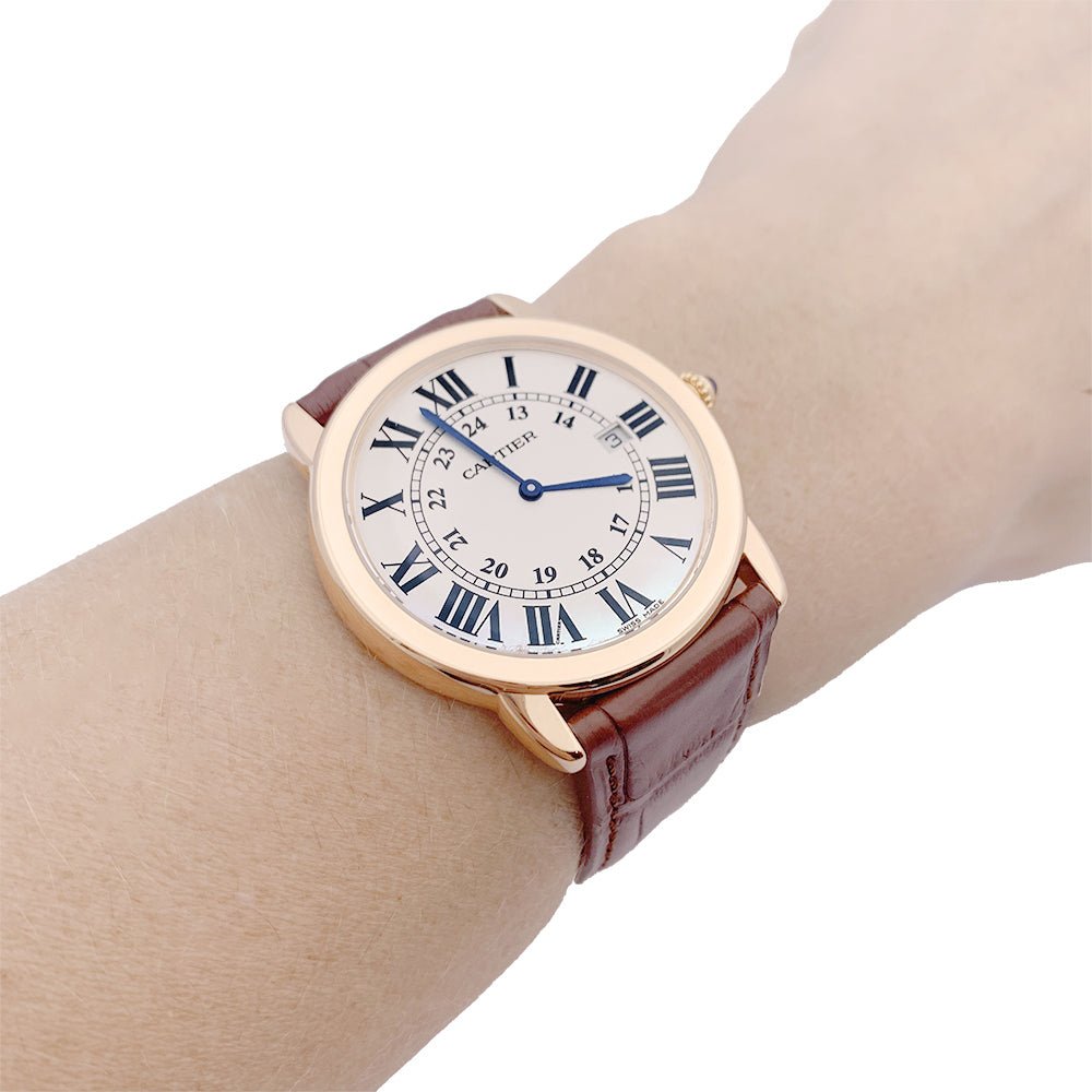 Montre CARTIER "Ronde Solo" or rose, acier et cuir. - Castafiore