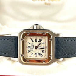 Montre CARTIER "Santos" en or jaune, acier et cuir - Castafiore