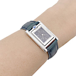 Montre Cartier "Tank basculante" acier, cuir. - Castafiore