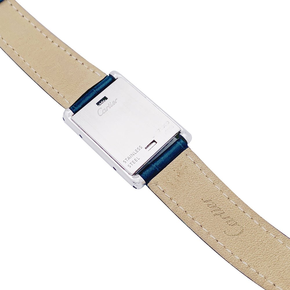 Montre Cartier "Tank basculante" acier, cuir. - Castafiore
