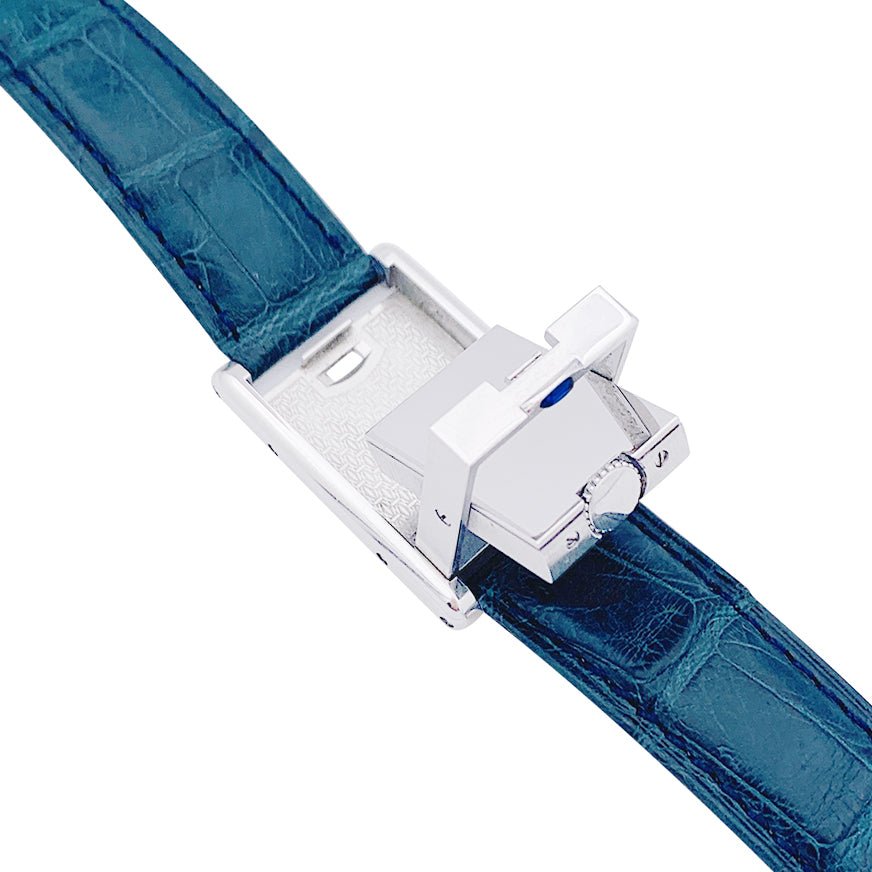 Montre Cartier "Tank basculante" acier, cuir. - Castafiore