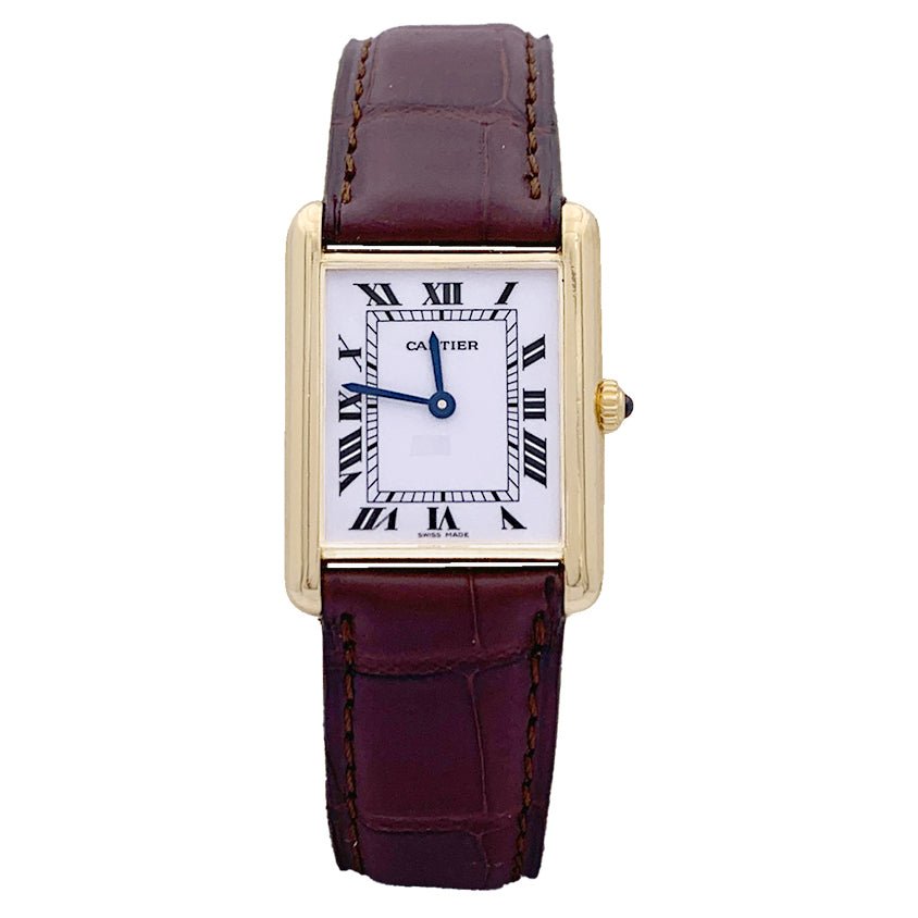 Montre CARTIER "Tank Louis Cartier"en or jaune et cuir - Castafiore