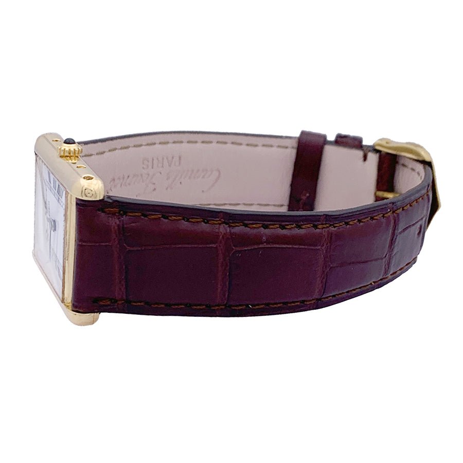 Montre CARTIER "Tank Louis Cartier"en or jaune et cuir - Castafiore