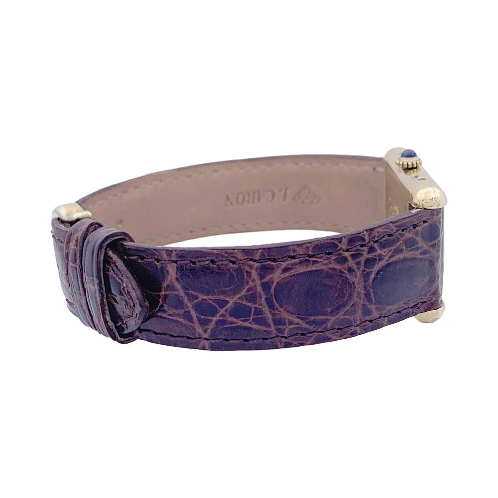 Montre CARTIER "Tank Must" argent plaqué or, cadran laqué marron. - Castafiore