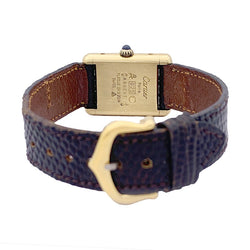 Montre Cartier "Tank Must" argent plaqué or, cadran laqué marron. - Castafiore