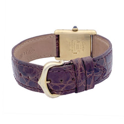 Montre CARTIER "Tank Must" argent plaqué or, cadran laqué marron. - Castafiore