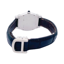 Montre Cartier, "Tortue Chinoise", platine, or blanc, cuir. - Castafiore