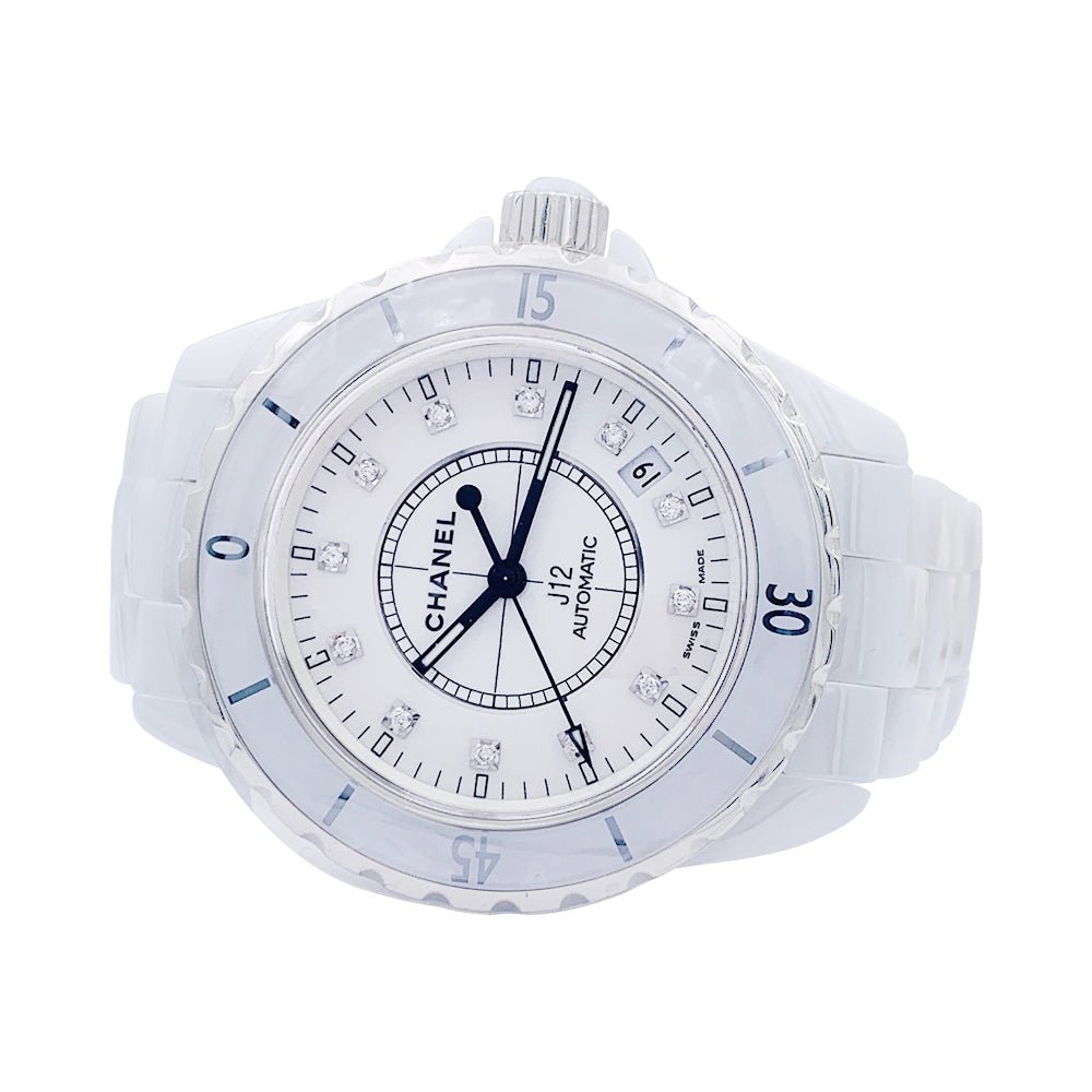 Montre CHANEL "J12" automatique en céramique blanche - Castafiore