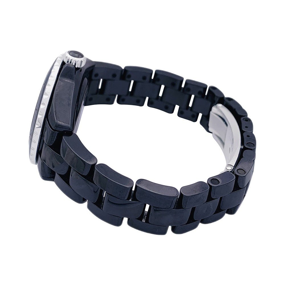 Montre CHANEL "J12", céramique noire et acier - Castafiore