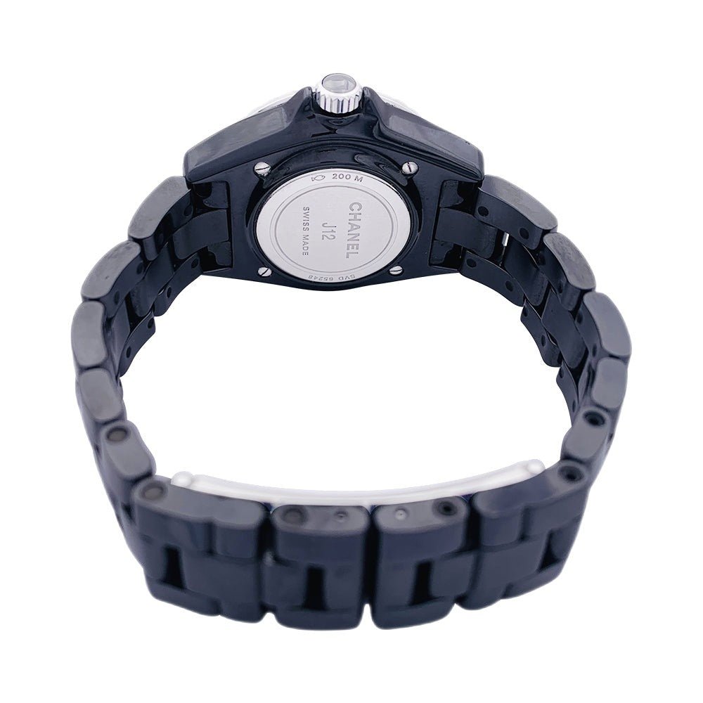 Montre CHANEL "J12", céramique noire et acier - Castafiore