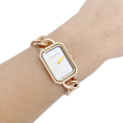 Montre Chanel, "Première Chaîne Gourmette", or rose, diamants. - Castafiore