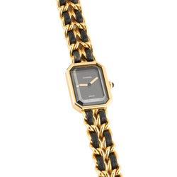 Montre CHANEL "Première" en métal doré et cuir - Castafiore