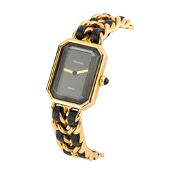 Montre CHANEL "Première" en métal doré et cuir - Castafiore