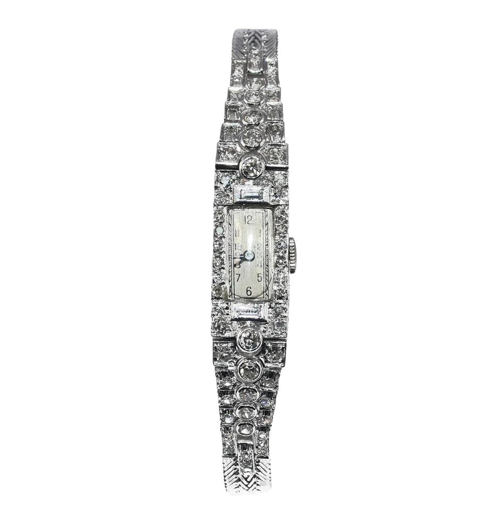 Montre en platine et diamants Art Deco - Castafiore