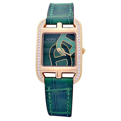 Montre HERMÈS, "Cape Cod", or rose, diamants, cuir. - Castafiore