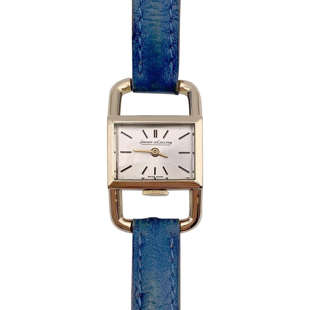 Montre Jaeger Lecoultre & Hermès, "Etrier", or jaune, bracelet cuir. - Castafiore