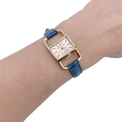 Montre Jaeger Lecoultre & Hermès, "Etrier", or jaune, bracelet cuir. - Castafiore
