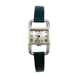 Montre Jaeger Lecoultre,"Etrier", acier sur cuir. - Castafiore