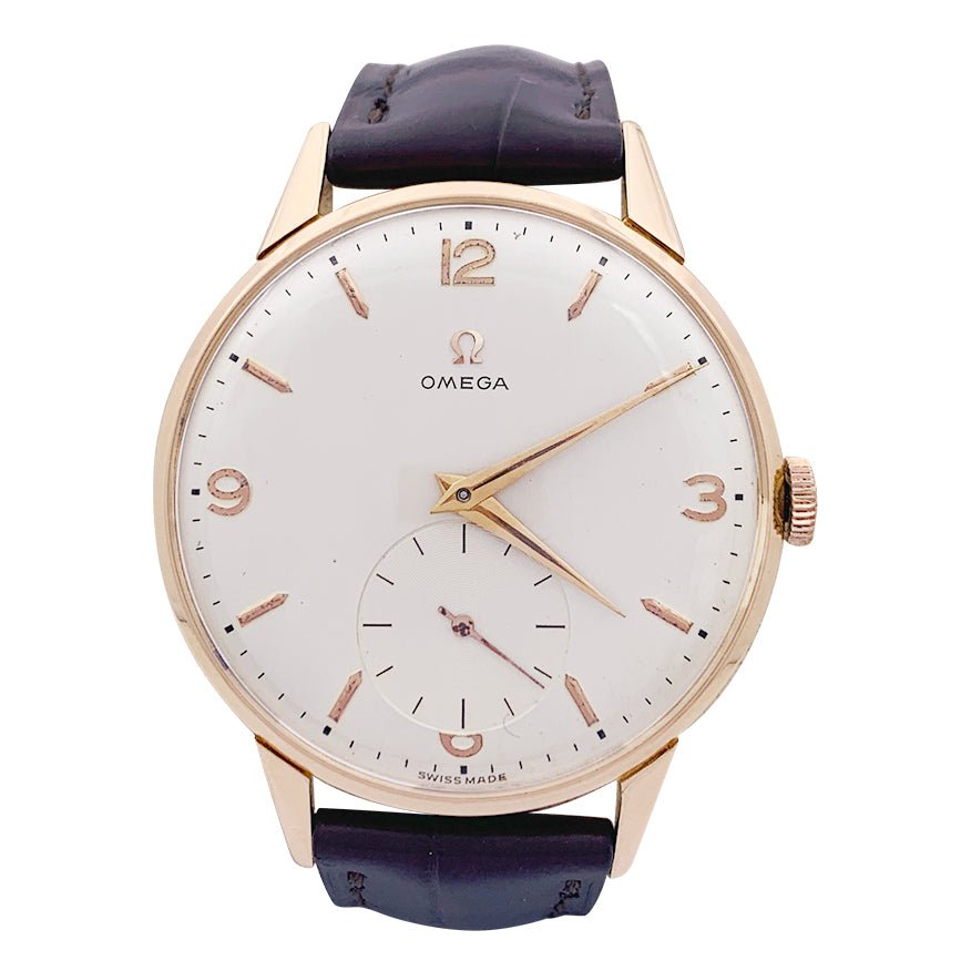 Montre Omega,"Jumbo", or rose, cuir. - Castafiore