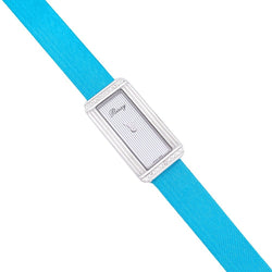 Montre POIRAY "Ma Première Allongée" en acier, argent, cuir et diamants - Castafiore