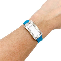 Montre POIRAY "Ma Première Allongée" en acier, argent, cuir et diamants - Castafiore