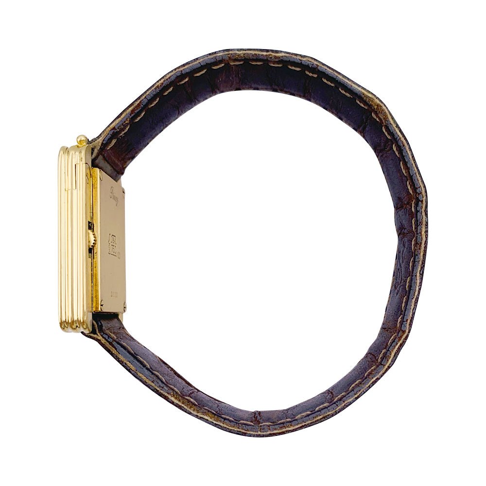 Montre Poiray ,"Ma Première", en or jaune, bracelet cuir interchangeable. - Castafiore
