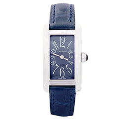 Montre Quartz CARTIER "Tank Américaine" en or blanc et cuir - Castafiore