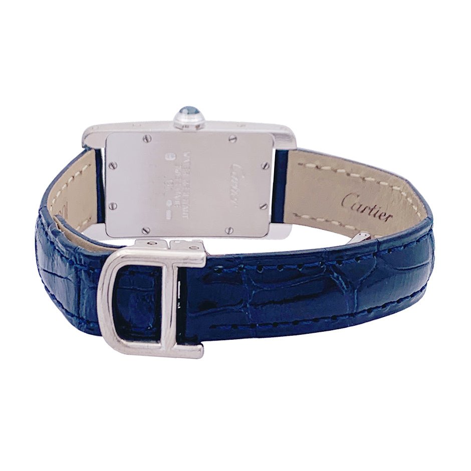 Montre Quartz CARTIER "Tank Américaine" en or blanc et cuir - Castafiore