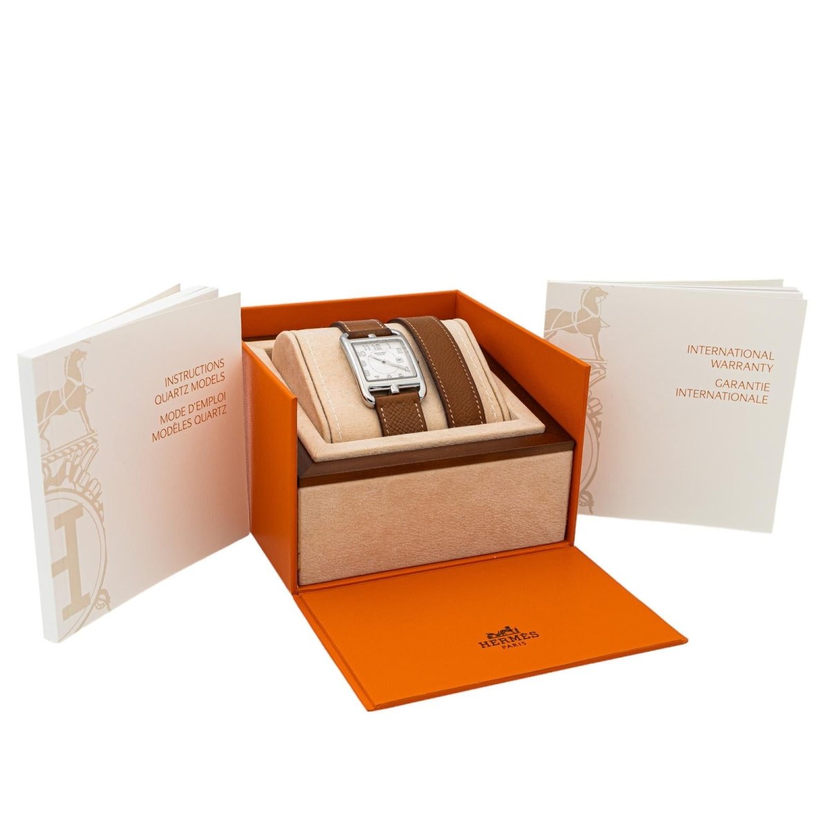 Montre Quartz HERMES "Cape Cod" en cuir et acier - Castafiore